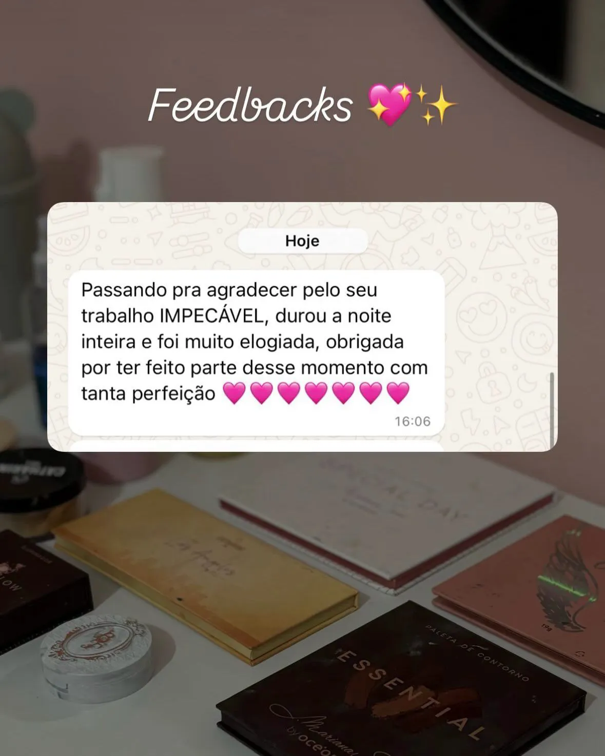 Feedback de cliente sobre maquiagem de Vanessa Marques